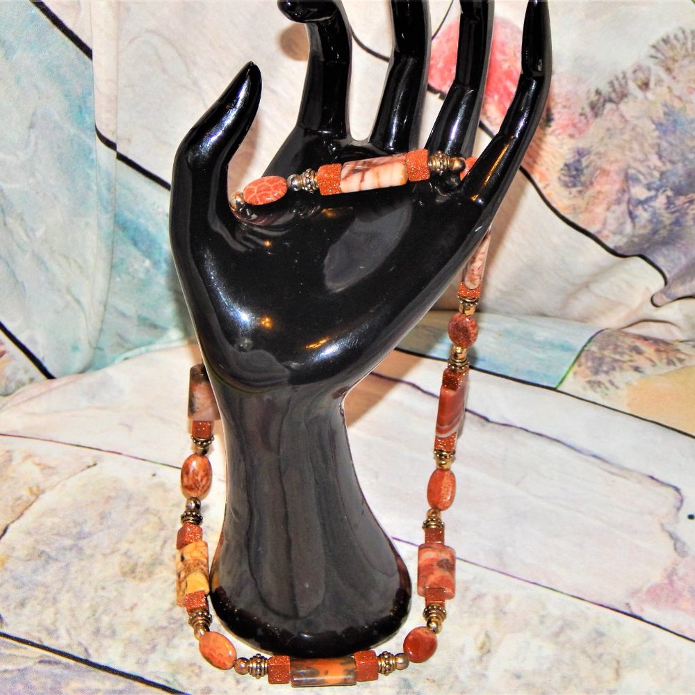 Earthy Jasper & Sunstone Artisan Necklace
